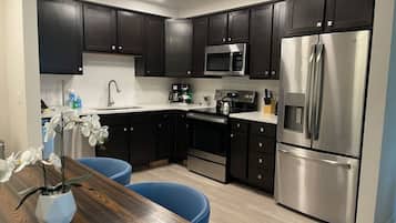 Fridge, microwave, oven, dishwasher