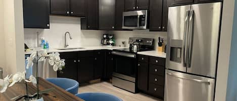 Fridge, microwave, oven, dishwasher