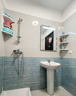公寓 | 浴室 | 淋浴设施、吹风机、毛巾