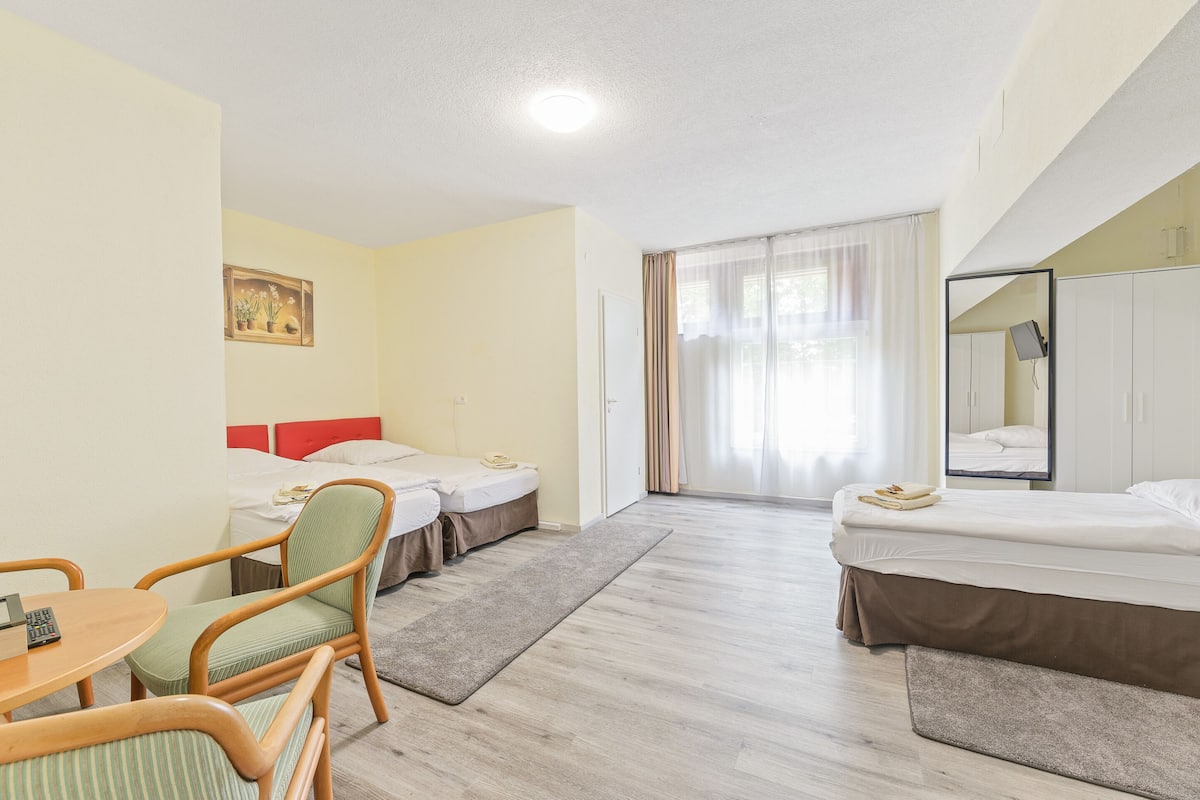 Standard Triple Room, Private Bathroom | In-room safe, desk, laptop workspace, blackout curtains