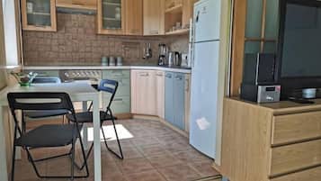 Fridge, oven, stovetop, electric kettle