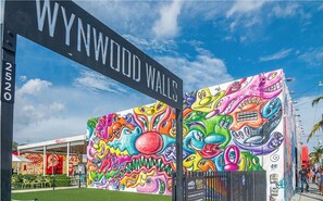 A colorful mural at Wynwood Walls, a vibrant street art gallery.
