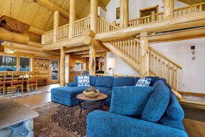 Smart TV, fireplace, table football, books