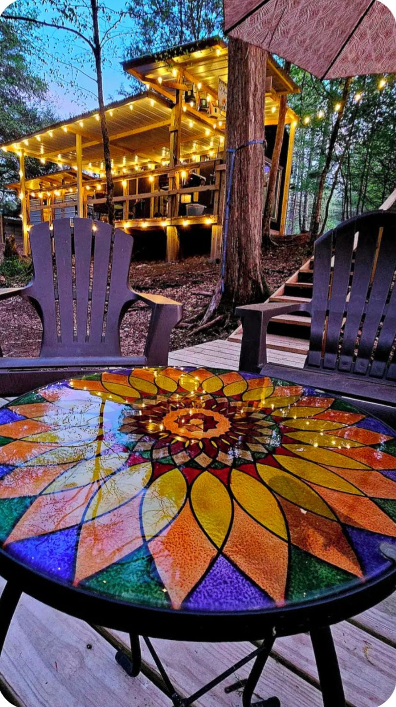View of the lower deck, next to the  creek. 