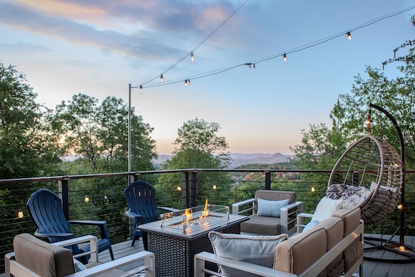 Deck with sunset view.