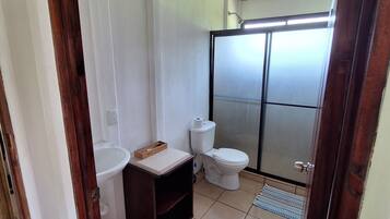 Ducha, toallas, jabón y papel higiénico