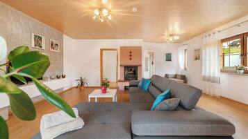 Televisión y chimenea