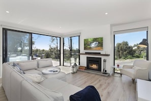TV, fireplace, DVD player
