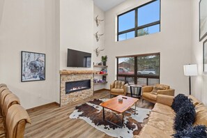 TV, fireplace, video games