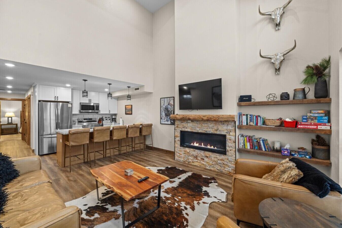 Tv, eldstad och tv-spel