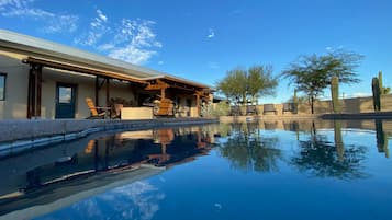 Outdoor pool, pool loungers