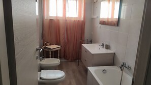 Sèche-cheveux, bidet, serviettes fournies, papier toilette