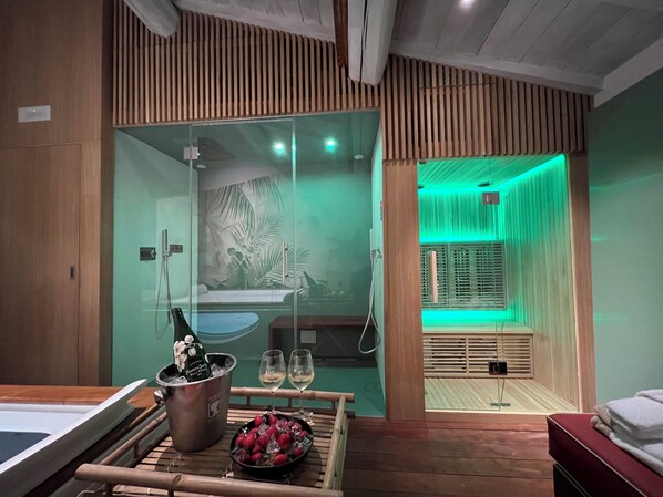 Sauna, bañera de hidromasaje, baño turco, masajes con piedras calientes