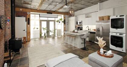 Leslieville LOFT with Wood Burning Fireplace and Skylights! Parking Included.