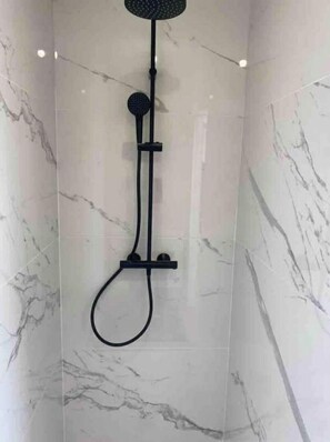 Hair dryer, towels, toilet paper