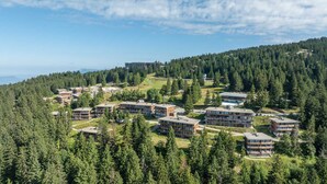 A resort with multiple buildings surrounded by dense forest, featuring a mix of modern and traditional architecture. - Superbe logement 6 pers à Chamrousse (Chamrousse)