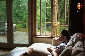 Living area - Enchanting River - Waterfront A Frame Cabin (Yulan)