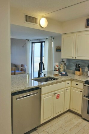 Fridge, microwave, oven, stovetop - Ground floor unit! Close to pool and beach. (Saint George Island)