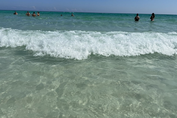 Straight down at the beach looking south