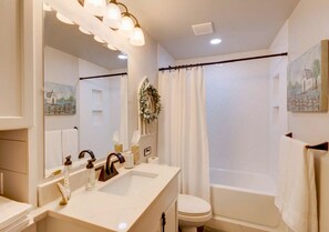 Sèche-cheveux, serviettes fournies, savon, shampoing