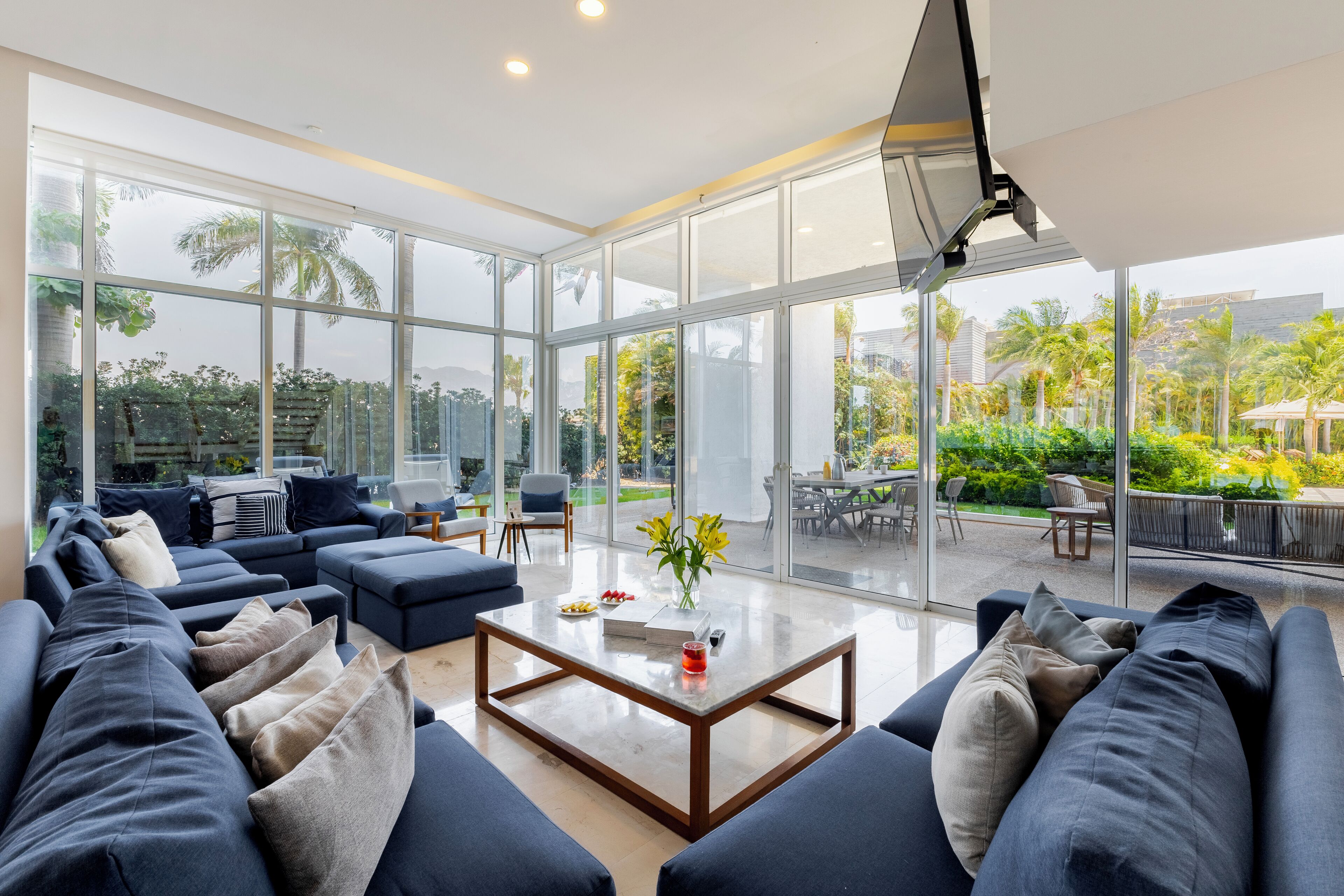 Superior House | Living area | 50-inch flat-screen TV with cable channels