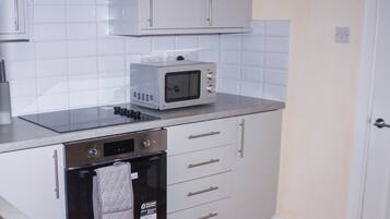 Fridge, microwave, oven, electric kettle
