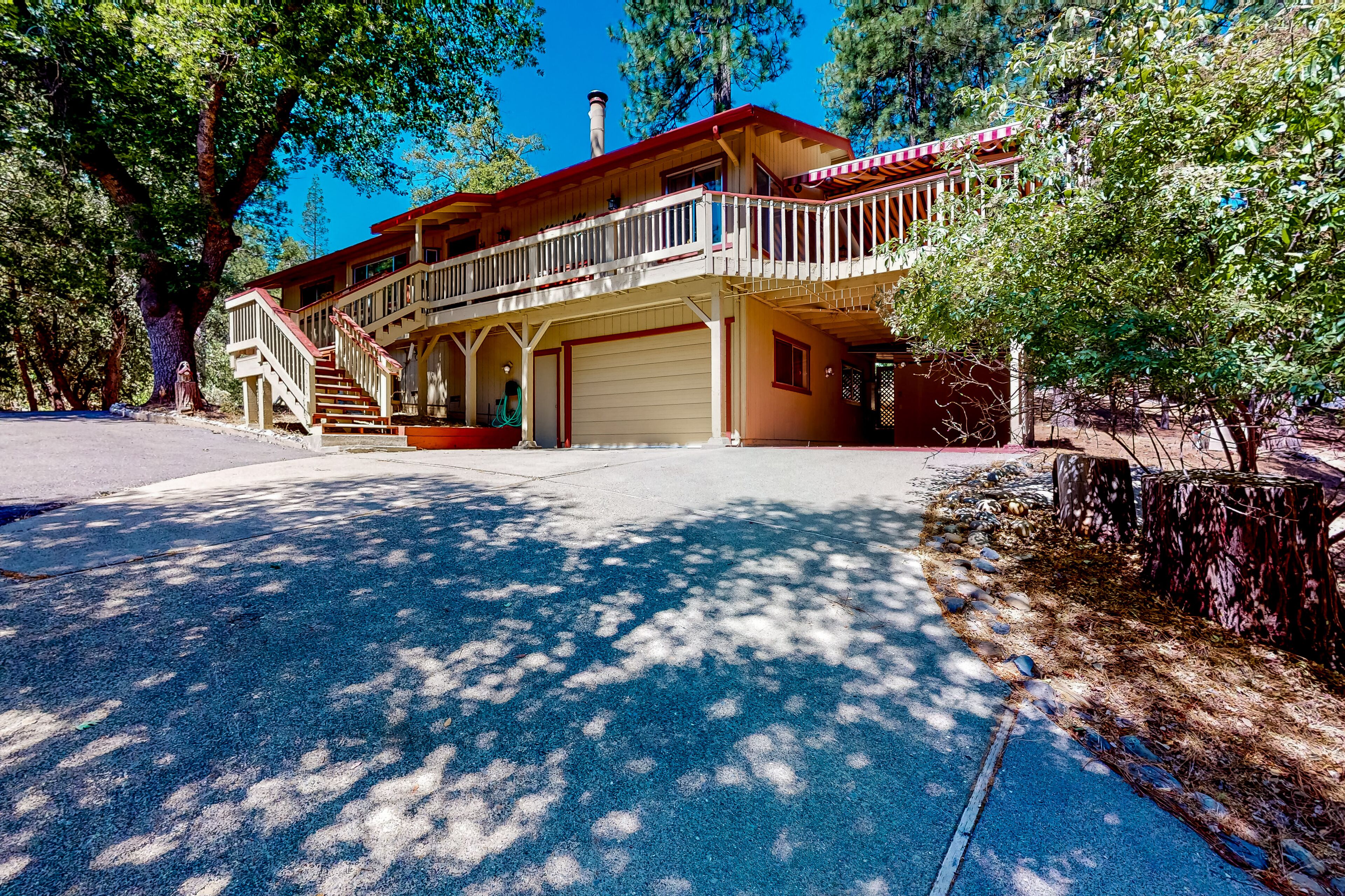 Forest-view mountain home w/ multiple decks & fireplace