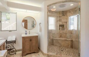 Shower, hair dryer, towels, soap - New, Carmel Valley Views, Open Floor Plan, Swimng Pool, Close to Village. (Carmel Valley)