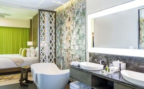 Hair dryer, bidet, towels, soap