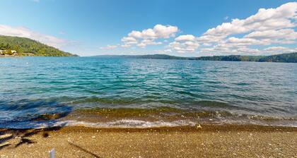 Waterfront, dog-friendly home with amazing scenery, private beach & decks