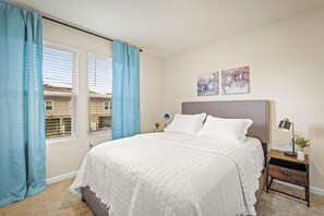 2 bedrooms, desk, iron/ironing board, travel crib