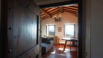 TV connectée, cheminée, lecteur de DVD, baby-foot