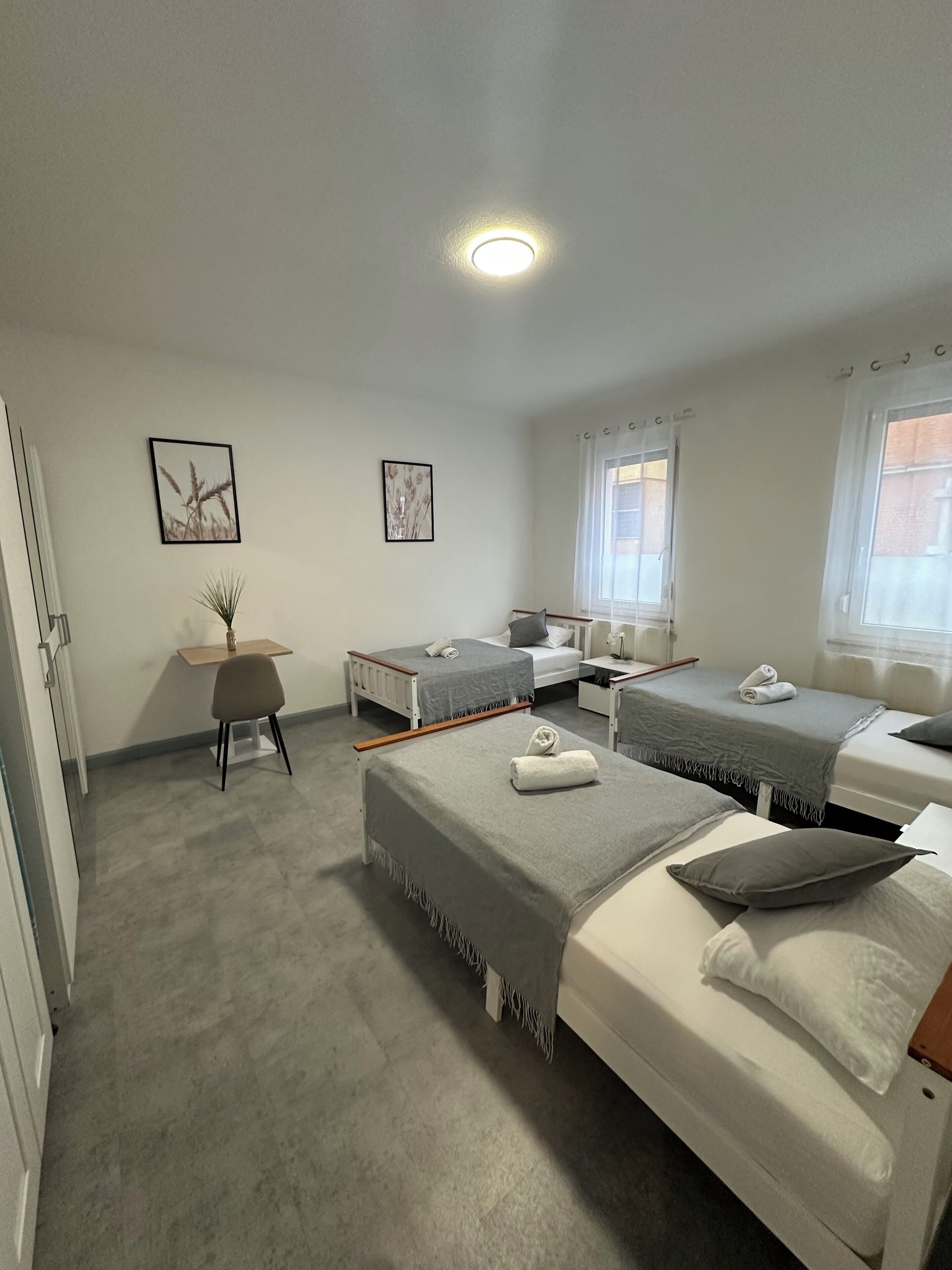 2 bedrooms, desk, iron/ironing board, travel cot