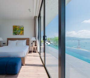 Vila premium, 4 quartos, vista para a praia | Roupas de cama de algodão egípcio, roupas de cama premium