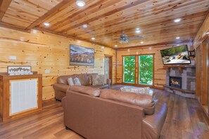 Smart TV, fireplace, video games, foosball