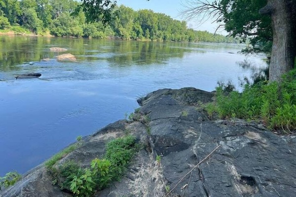 A short hike gets you right to the bank of the James River.