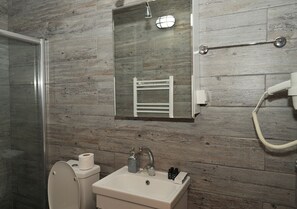 Economy Apartment | Bathroom | Shower, hydromassage showerhead, designer toiletries, hair dryer
