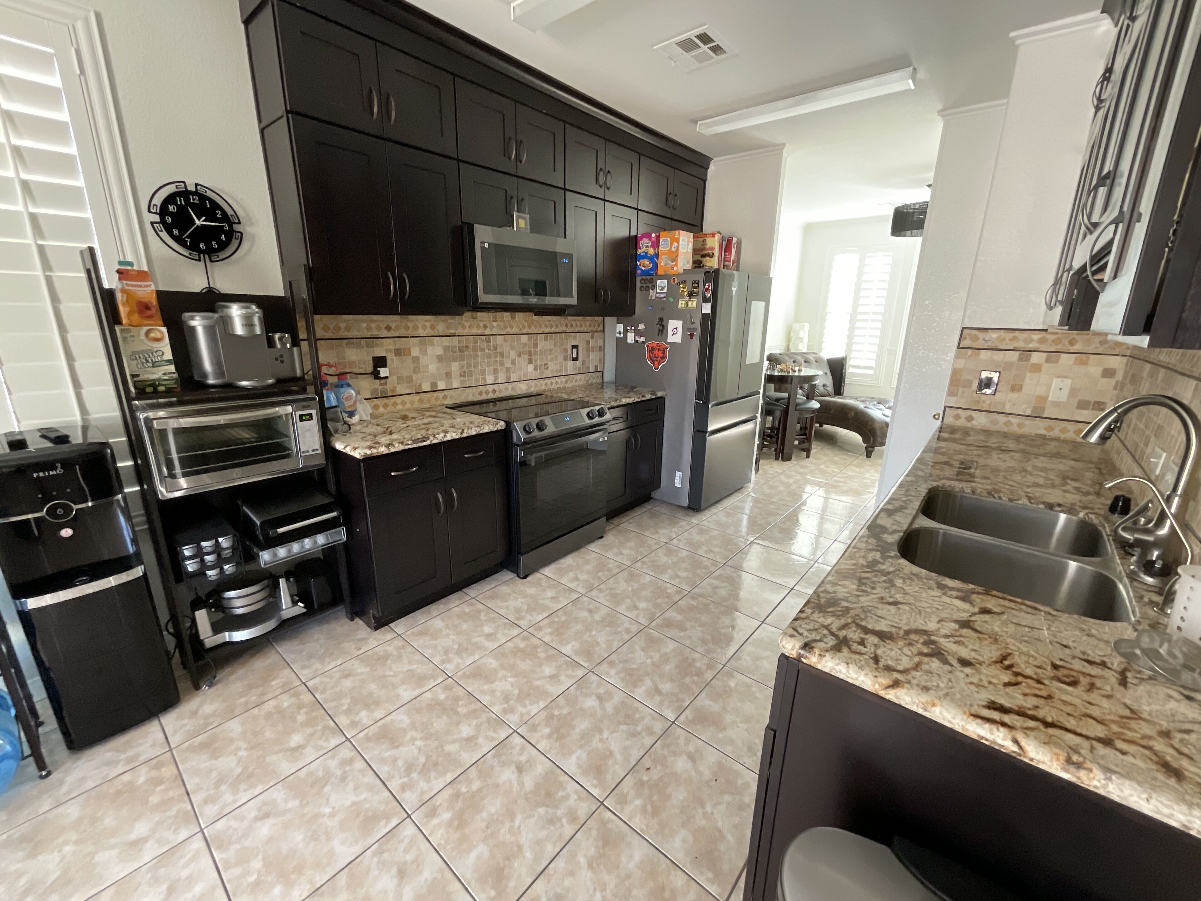 Fridge, microwave, dishwasher