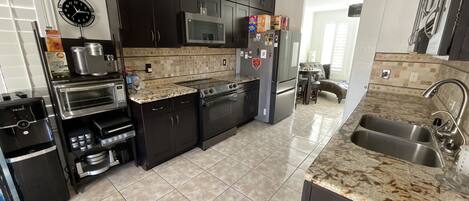 Fridge, microwave, dishwasher