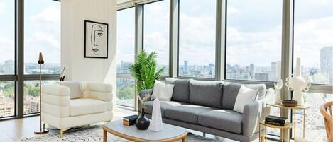 Appartement (2 Bedrooms) | Coin séjour | Télévision de 37 pouces avec chaßnes par cùble