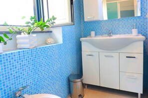 Dusche, Haartrockner, Bidet, Handtücher