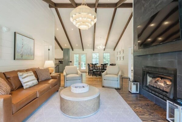 Smart TV, fireplace, video games, offices