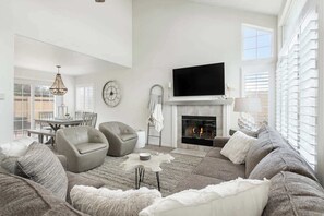 TV, fireplace, video games, books