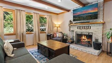 TV, fireplace