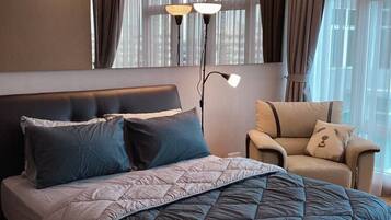 2 makuuhuonetta, silitysrauta/-lauta, ilmainen Wi-Fi, vuodevaatteet