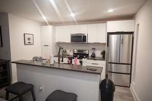 Fridge, microwave, dishwasher, blender