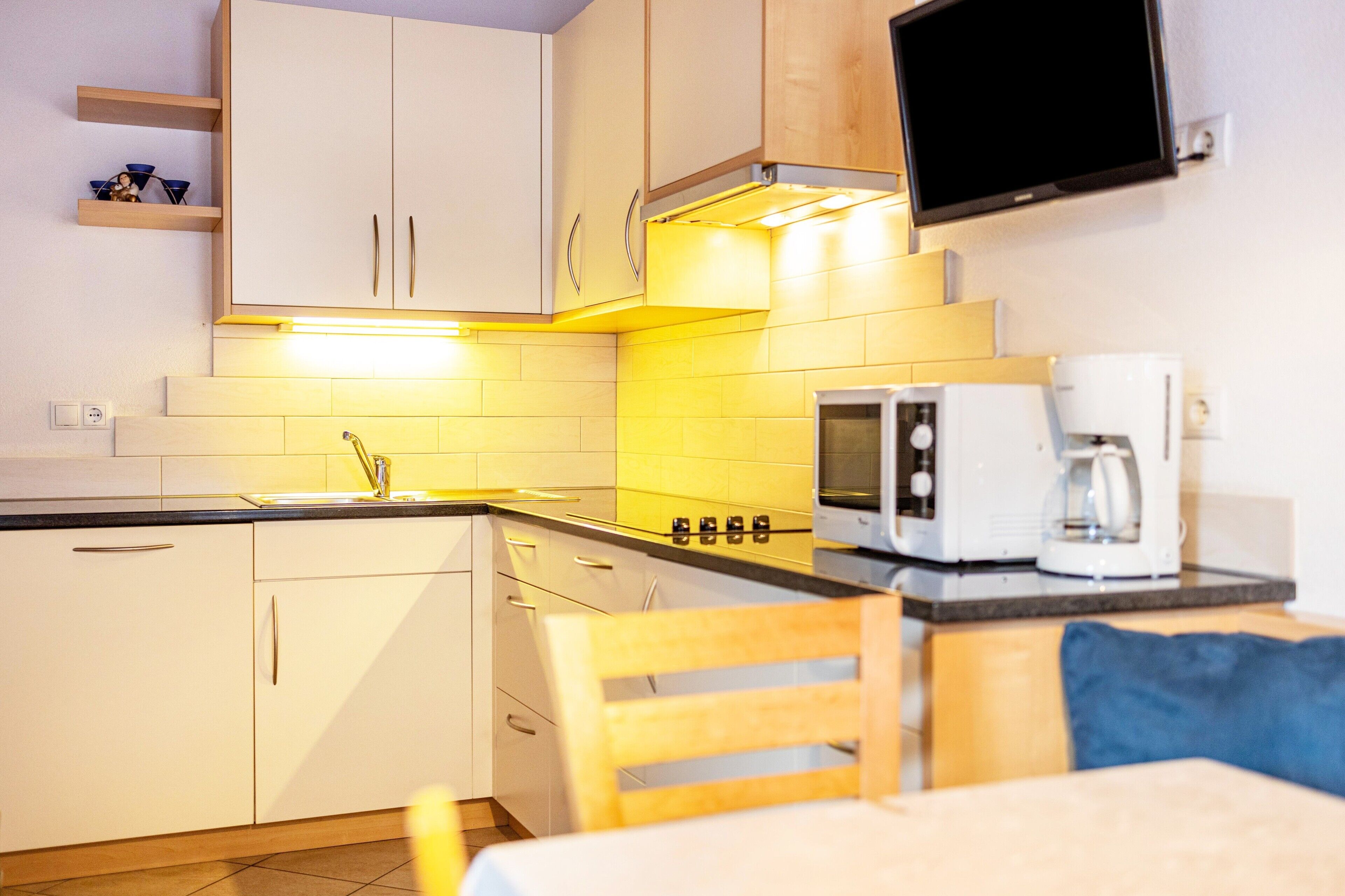 Kühlschrank, Mikrowelle, Herdplatte, Geschirrspüler