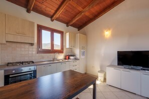 Fridge, oven, stovetop, cookware/dishes/utensils