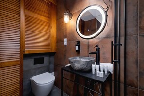 Douche, séchoir à cheveux, serviettes fournies, shampooing