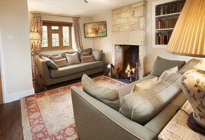 TV, fireplace